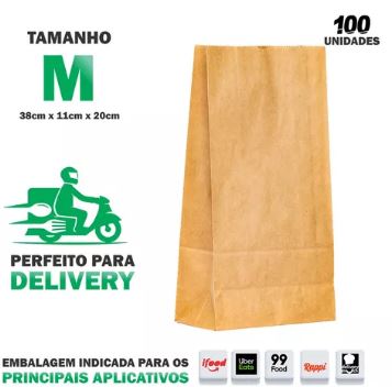 Saco Kraft Delivery SOS M-20cm X 11cm X 38cm